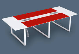Configurations possibles de la table de réunion Anja360i Table De Conference Avec Station De Recharge A Induction Rouge Blanc Pour 12 14 Personnes Topregal