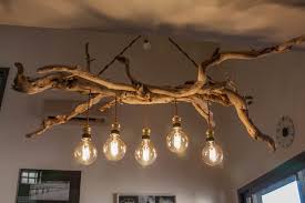 Grand Lustre En Bois Flotte Avec Ampoule Style Edison Lampara Colgante De Madera Lamparas De Techo Rusticas Lamparas De Techo Madera