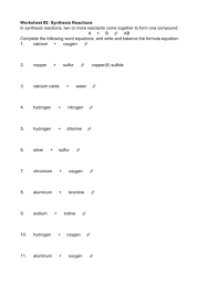 Maybe you would like to learn more about one of these? Worksheet 2 Synthesis Reactions