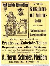 Original Werbung Anzeige 1917 Nahmaschinen Fahrrader Schroer Meissen Ca 70 X 100 Mm Werbung Fahrrad Vintage Werbung
