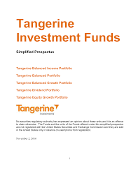 Tangerine Investment Funds Simplified Prospectus