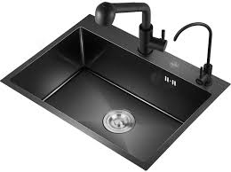 Your kitchen is not complete without the right kitchen sink. Amazon Com Rfg Black Stainless Steel Kitchen Sink And Faucet Combo Set With Waste Square Single Bowl Kitchen Sink Undermount And Commercial Pull Down Kitchen Faucet Kit Size 500x450x200mm Tools