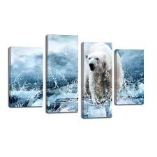 Woodland christmas border print cotton quilts fabric panels polar bear prints ebay color colour. 4 Panels Canvas Art Animal Framed Art And Stretched Prints For Wall Decoration Canvas Wall Art Giclee Canvas Prints Ready To Hang Polar Bear Buy Online In Bahamas At Bahamas Desertcart Com Productid 106156432