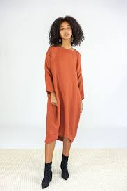 Black Crane Linen Bud Dress In Brick Black Crane Dress Black Crane Dresses