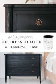 Achieve This Easy Diy Distressed Finish On Any Piece Of Furniture With Jolie Paint Dow Distressed Furniture Diy Black Painted Furniture Painting Furniture Diy