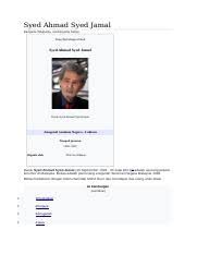Beliau berkahwin dengan datin hamidah mohd noor dan mendapat dua orang anak lelaki. Syed Ahmad Syed Jamal Docx Syed Ahmad Syed Jamal Daripada Wikipedia Ensiklopedia Bebas Yang Berbahagia Datuk Syed Ahmad Syed Jamal Datuk Syed Ahmad Course Hero