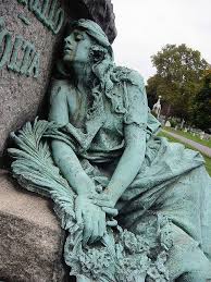 Merello Volta Green Lady Grieving Monument Green Wood 4216 Cemetery Statues Cemetery Art Statue