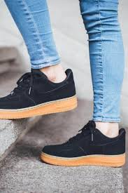 Black Air Force 1 Gum Sole Nike Air Force 1 Low Black Gum Suede 488298 098 120 Nike Kadin Ayakkabilar Tarz Moda