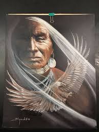 Carol Bourdo Signed Native American Indian Spiritual Photo Print Eagle 1986 