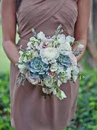 The best thing about a succulent bouquet is that you can root the plants after the main event! Natural Succulent Wedding Bouquets