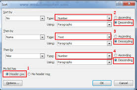 Rumus untuk mengurutkan huruf di excel. Cara Mengurutkan Data Di Microsoft Word Menggunakan Menu Sort Modul Komputer