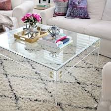 Clear Lucite Acrylic Coffee Table With Brass Or Silver Button Accents In 2020 Acrylic Coffee Table Coffee Table Frame Clear Coffee Table