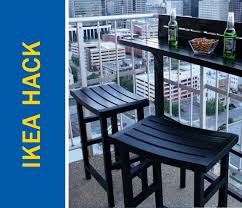 Sundale outdoor indoor folding hanging table adjustable balcony railing table for patio, garden, deck, black wicker finish, 23.6(l) x 15.6(w) x 32.7(h). Awesome Ikea Hack Of The Week Skip The Patio Table Make A Balcony Bar