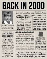 Birthday Ideas For 16 Year Old Boy Uk Personalized 18th Birthday Poster Uk Fun Facts Back In 2000 Etsy Birthday Poster 18th Birthday Ideas For Boys 18th Birthday