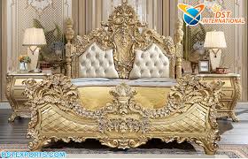 Wooden king size bed and mattress designs. Luxury Gold Leaf Carving Teak Wood Bed Dst International