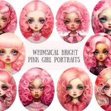 Watercolour Whimsical Bright Pink Girl Clipart Pink Fashion PNG Digital  Image Downloads for Card Making Scrapbook Junk Journal Paper Craft