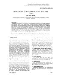 pdf sizing and selection of pressure relief safety valve