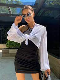 Женский летний комплект чёрное платье с белой рубашкой (ID#1852141990),  цена: 510 ₴, купить на Prom.ua
