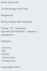 Explore tweets of senawangtv™️ @senawangtv on twitter. Senawangtv On Twitter Kerja Kosong Di Senawang Barista Kitchen Staff Utamakan Siapa Minat Boleh Emailkan Resume Marinahmatghani Gmail Com Https T Co H7zzpw94hd