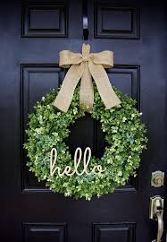 Boxwood Wreath Hello Wreath Greenery Wreath Everyday Wreath Year Round Wreath Farmhouse Decor Boxwood Door Wreath Hello Wreath Front Porch Decorating Wreath Decor Spring Wreath