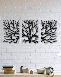 Metal Wall Art Decor 3d Sculpture 3 Piece Tree Brunch Modern Fireplace Decor Tree Of Life In 2021 Metal Wall Art Decor Metal Tree Wall Art Metal Wall Art Diy