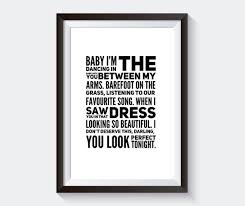 Baby Im Dancing In The Dark With You Between My Arms Ed Sheeran Perfect Song Lyrics Poster Songs Song Lyrics Lyrics
