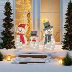 3 Pcs 2D Christmas Snowman Family Yard Light Decorations Warm White Lights  with Metal Stakes for Indoor Outdoor Garden Holiday Décor,Christmas Event  ...