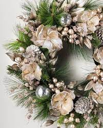 Metallic Magnolia Artificial Wreaths And Garlands Foliage Floral Christmas Tree White Christmas Wreath Christmas Wreaths Diy