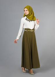 T 1505 Hazalgul Klos Kemerli Etek Zeytin Giyim Etek Trendler