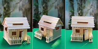 Popsicle Sticks House Casinha De Palito Artesanato Com Palito De Picole Palito De Picole