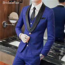 Subito a casa e in tutta sicurezza con ebay! Meraviglioso Custom Made Vestito Degli Uomini Set Moderno Blazer 3 Pezzi Skinny Abiti Da Uomo Per La Cerimonia Nuziale Di Promenade Royal Blu Si Adatta Alle Uomini Giacca Pantaloni Vest Completi