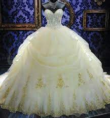 Beautiful Stunning Wedding Gown White With A Gold Design Makes It The Perfect Dress For Some Ball Gowns Wedding Wedding Dresses Cathedral Wedding Dress