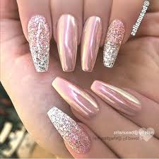 Rosegold Rose Chrom Und Glitzer Silber Ombre Nagel Ballerina Form Gel Nagel Nagel Ballerina Form Nagel Gel Ombre Nagel