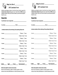 A closer look inside of relay for life's ever important luminaria ceremony, as described by those that ran the 2013 central michigan university chapter. Relay For Life Luminaria Form 2019 Fill Online Printable Fillable Blank Pdffiller