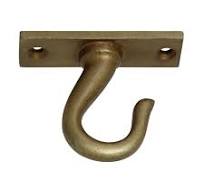 Ceiling Hook w/ Plate - Cast Iron - 2" - Antique Brass