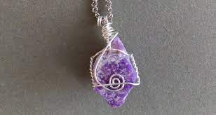 Raw Sugilite Pendant Sugilite Wire Wrap Sterling Silver Wire Wrap Raw Crystal Necklace Rare Sugilite Necklace Wire Wrapped Pendant Sterling Silver Wire Wrap Wire Wrapped Pendant Raw Crystal Necklace