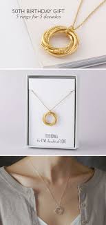 50th Birthday Present Ideas For Her 50th Birthday Necklace For Her 5 Rings Birthday Presents For Mom Cute Birthday Gift Mom Birthday Gift