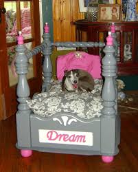 I Took An End Table And Turned It Into A Really Cute Upscale And Comfortable Dog Bed Diy Dog Bed Dog Bed Furniture Pet Beds