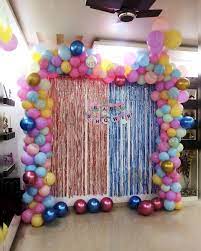 Baby Shower Decoration At Home Balloon Decoration For Baby Shower Function Balloon Decorations Baby Shower Balloons Baby Shower Decorations
