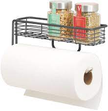 Check spelling or type a new query. Amazon Com Mdesign Wall Mount Metal Paper Towel Holder With Storage Shelf For Kitchen Pantry Laundry Garage Organization Shelf Holds Spice Bottles Glass Jars Oils And Vinegars Graphite Gray Kitchen