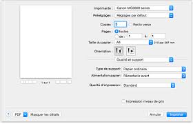 Impression depuis le logiciel d'application (pilote d'imprimante mac os) présentation du pilote d'imprimante; Canon Manuels Pixma Mg3600 Series Qualite Et Support