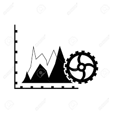 Flat Design Graph Chart And Gear Icon Vector Illustration