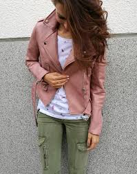 Dusty Pink Jacket Spring Outfit Idea Pink Leather Jacket Outfit Dusty Pink Outfits Olive Clothing