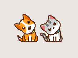 Confused Dog Cat Pet Logo Design Cute Dog Drawing Cat Icon