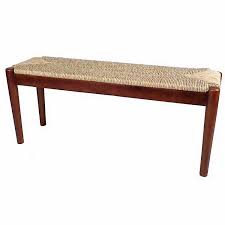 Stacey Seagrass And Wood Bench Solid Wood Benches Wood Bench Contemporary Bench