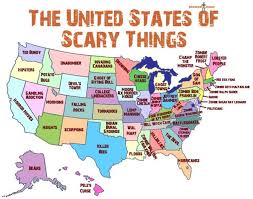 Map Of United States That Shows Scariest Thing In Each State Funny Charts Map Funny Pictures