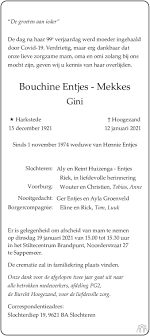 De abonneekrant dagblad van het noorden wordt in de hele provincie groningen verspreid. Bouchine Gini Entjes Mekkes 12 01 2021 Overlijdensbericht En Condoleances Mensenlinq Nl