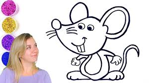 You can print the coloring page directly in your. Cartoon Mouse Drawing Easy Glitter Cute Mouse Coloring Page For Kids Youtube