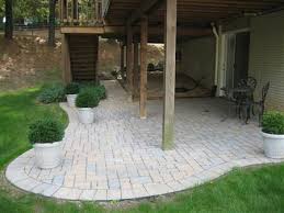 Paver Patio Under Deck And Side Patio With Stone Veneer Firepit And Sitting Wall Description From Pinterest Com Patio Under Decks Paver Patio Decks Backyard