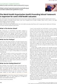 Apply online at jobs.ac.uk or sign up for free daily job alerts today! The World Health Organization Health Promoting School Framework Is Important For Some Child Health Outcomes Furley 2017 Journal Of Paediatrics And Child Health Wiley Online Library